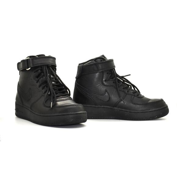 F0 Auth NIKE AIR FORCE 1 SWAT Black Leather Steel Toe Shoes 309655-001 Size 6.5 - Picture 1 of 9